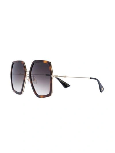 Shop Gucci Eyewear Oversized Sunglasses - Brown