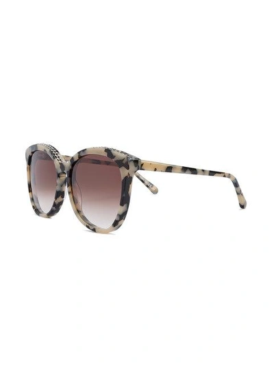 Shop Stella Mccartney Brown And Beige Tortoiseshell Chain Trimmed Sunglasses