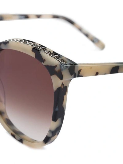 Shop Stella Mccartney Brown And Beige Tortoiseshell Chain Trimmed Sunglasses