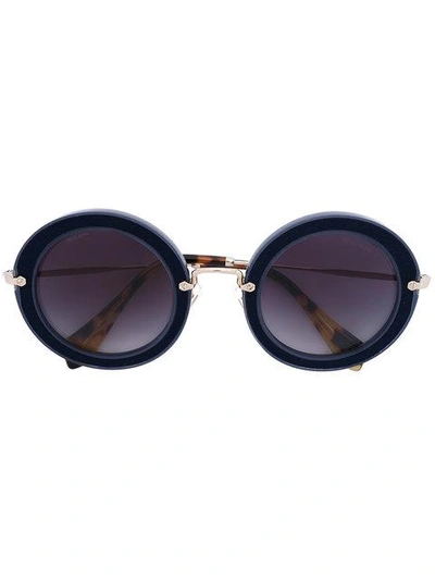 Shop Miu Miu Noir Round Sunglasses