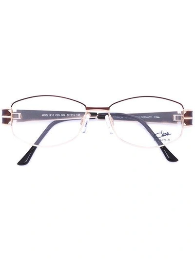 Shop Cazal Enamelled Oval Frame Glasses In Metallic