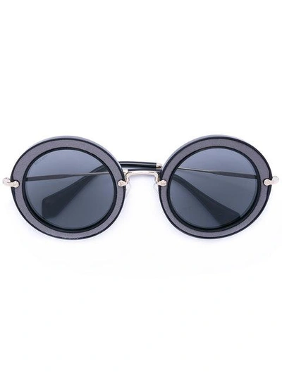 Shop Miu Miu Noir Round Sunglasses