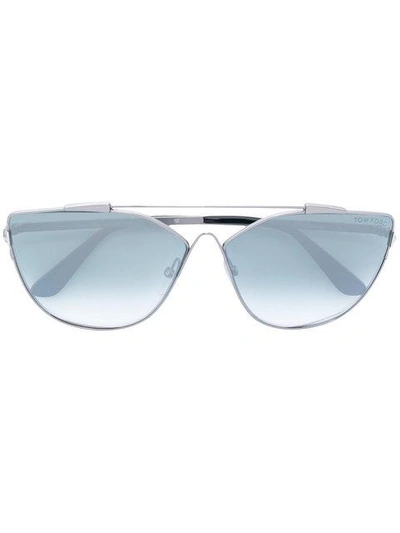Shop Tom Ford Eyewear Oversized Cat Eye Sunglasses - Metallic