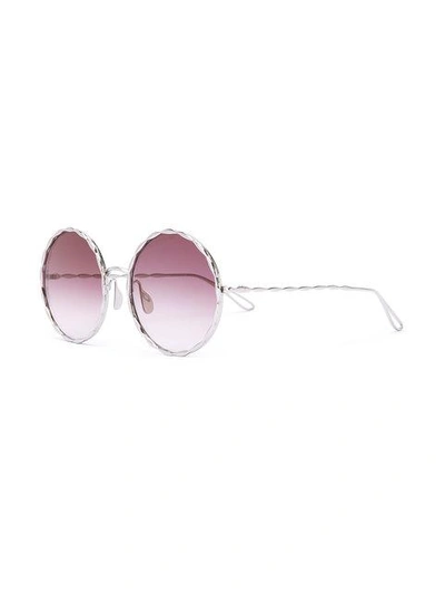 Shop Elie Saab Round Frame Sunglasses - Metallic