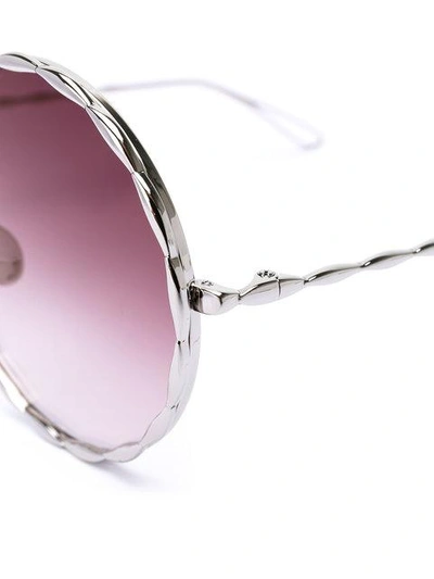 Shop Elie Saab Round Frame Sunglasses - Metallic