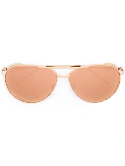 Shop Linda Farrow 425 C3 Pilot-frame Sunglasses In Metallic