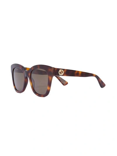 Shop Gucci Eyewear Tortoiseshell Sunglasses - Brown