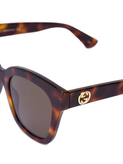 Shop Gucci Eyewear Tortoiseshell Sunglasses - Brown