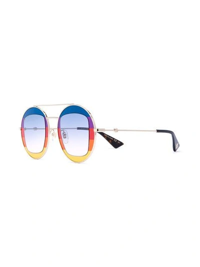 Shop Gucci Eyewear Sonnenbrille Mit Buntem Gestell - Metallisch