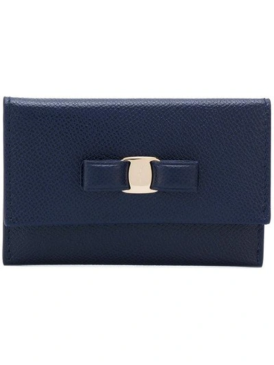 Shop Ferragamo Salvatore  Vara Flap Wallet - Blue