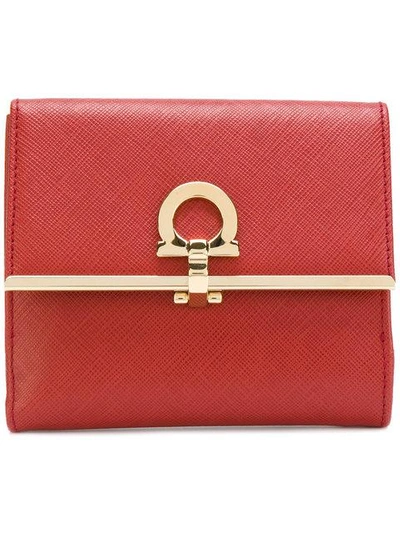 Shop Ferragamo Salvatore  Gancio French Flap Wallet - Red