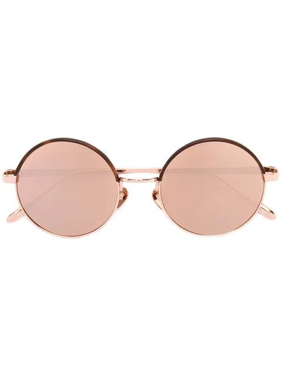 Linda Farrow Round Frame Sunglasses In Metallic