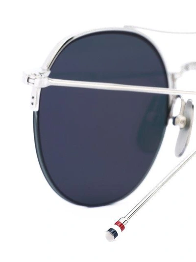 Shop Thom Browne Rounded Sunglasses In Metallic