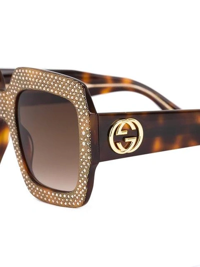 Shop Gucci Oversize Crystal Square Sunglasses