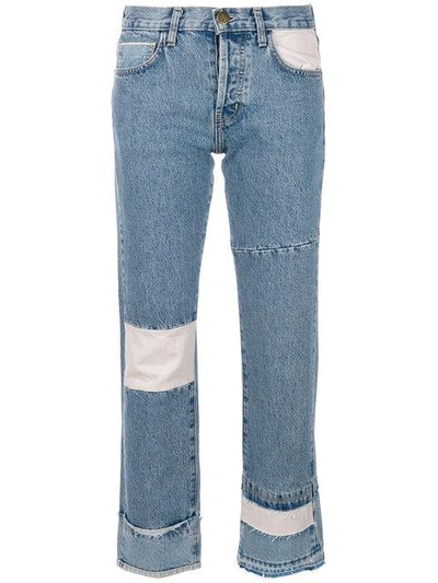 Shop Current Elliott Cropped Patchwork Jeans In Blue