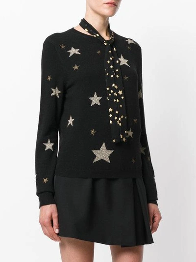 Shop Red Valentino Star Neck-tie Jumper - Black