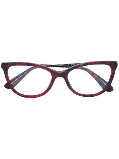 Shop Dolce & Gabbana Cat Eye Frame Glasses In Red