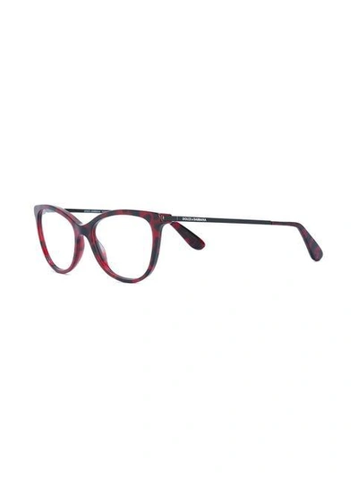 Shop Dolce & Gabbana Cat Eye Frame Glasses In Red