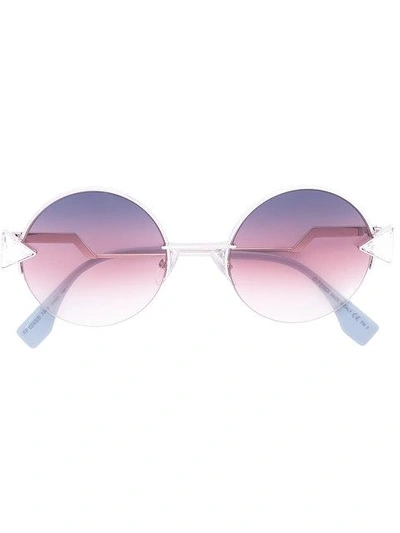 Shop Fendi Eyewear Round Frame Sunglasses - Metallic