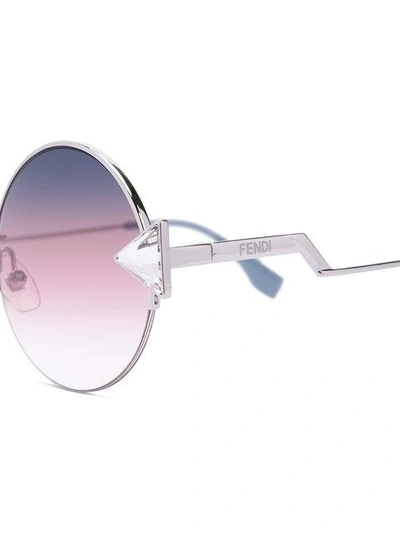 Shop Fendi Eyewear Round Frame Sunglasses - Metallic