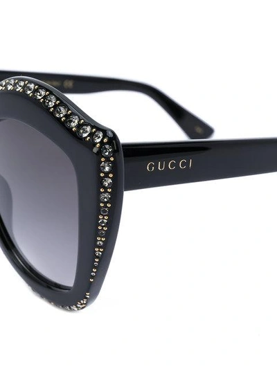 Shop Gucci Crystals Applique Sunglasses In Black