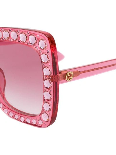 Shop Gucci Eyewear Embellished Oversized Sunglasses - Pink