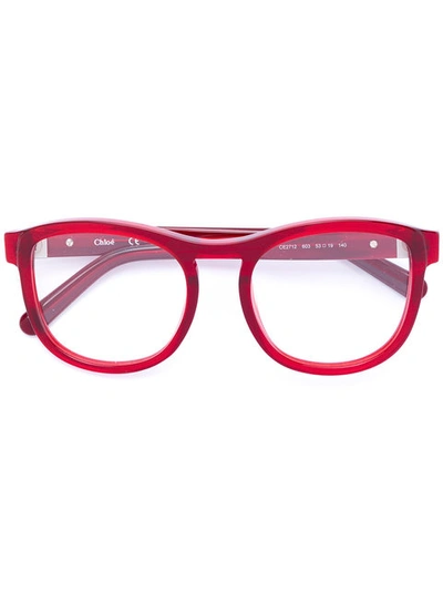 Chloé Acetate Round Framed Glasses In Red