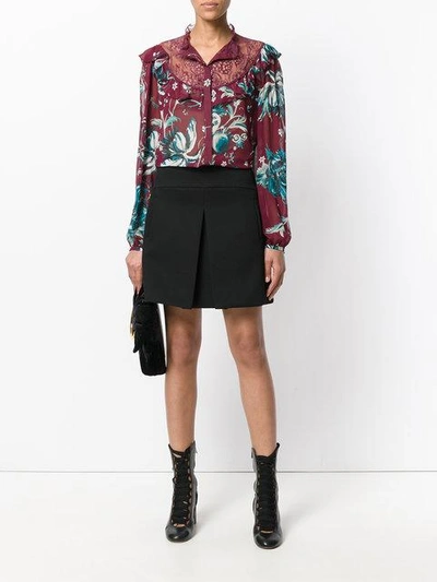 Shop Roberto Cavalli Floral Embroidered Blouse In Red