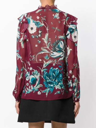 Shop Roberto Cavalli Floral Embroidered Blouse In Red