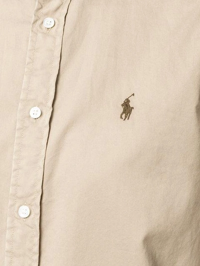 Shop Polo Ralph Lauren Embroidered Logo Shirt In Neutrals