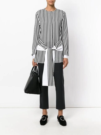 Shop Victoria Victoria Beckham Striped Tie Front Shirt - Black