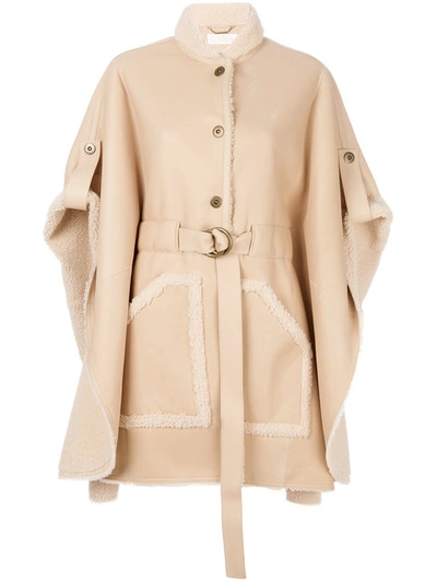 Chloé Belted Shearling Leather Cape