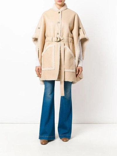 Shop Chloé Belted Shearling Leather Cape