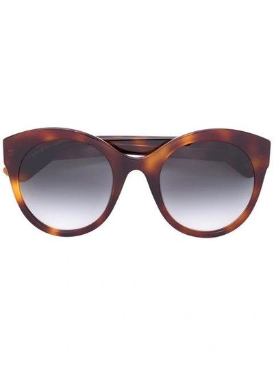 Shop Gucci Rounded Tortoiseshell Sunglasses In Brown
