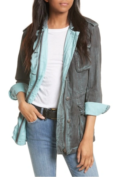Free People Double Cloth Military Jacket In Dark Grey