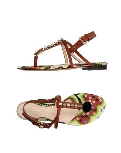 Shop Etro Toe Strap Sandals In Brown