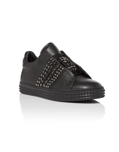 Philipp Plein Lo-top Sneakers "time" In Black/black Nickel