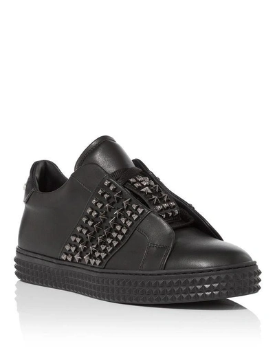 Shop Philipp Plein Lo-top Sneakers "time" In Black/black Nickel