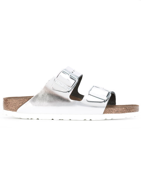 womens silver sliders