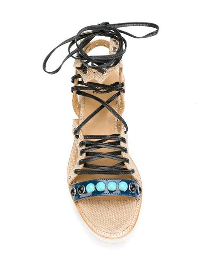 Shop Toga Platform Studded Sandals In Neutrals