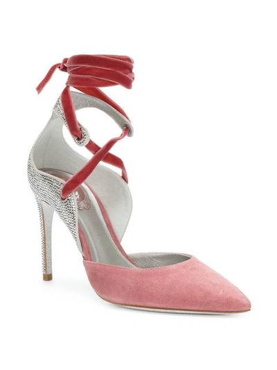 Shop René Caovilla Ankle Strap Sequined Pumps In Pink