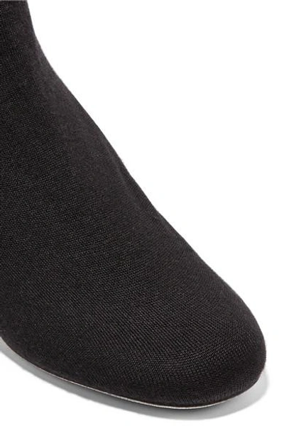 Shop René Caovilla Embellished Stretch-knit Over-the-knee Boots
