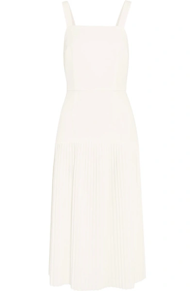 Rebecca Vallance Beltrán Pleated Stretch-crepe Midi Dress In White