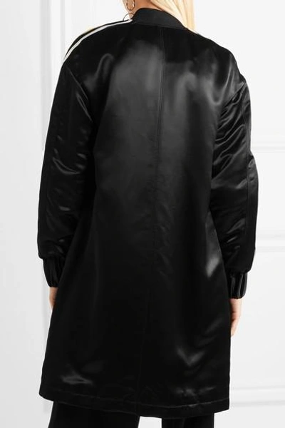 Shop Victoria Victoria Beckham Oversized Striped Satin Jacket In Black