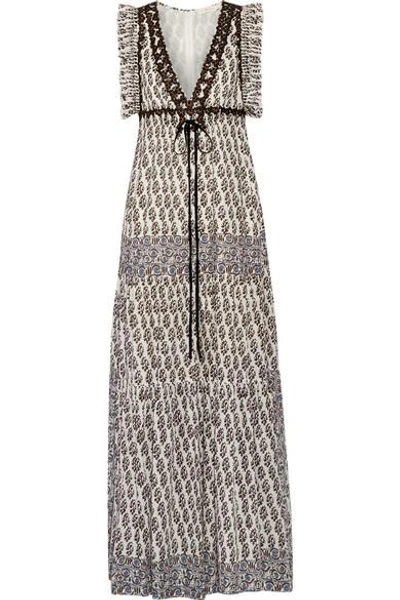 Tory Burch Amita Appliquéd Printed Cotton Maxi Dress In Multi | ModeSens