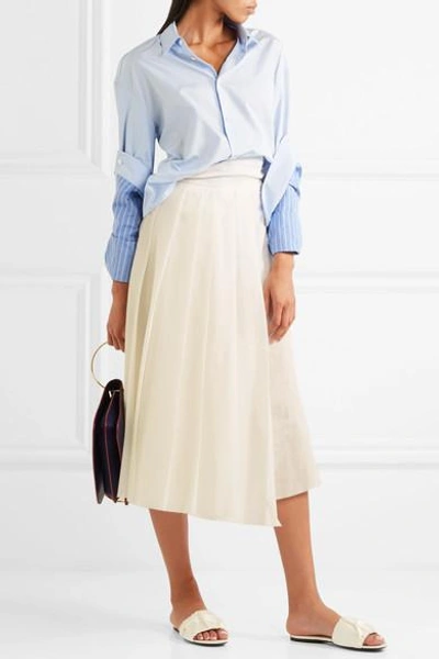 Shop A.w.a.k.e. Pleated Cotton-organza Wrap Midi Skirt