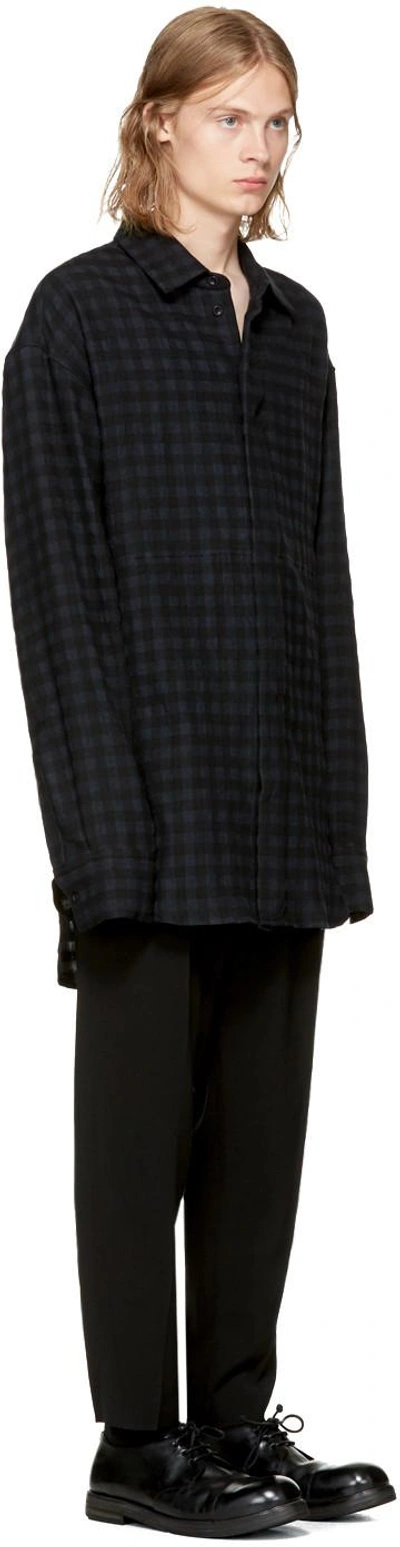Shop Ann Demeulemeester Black Wool Check Shirt