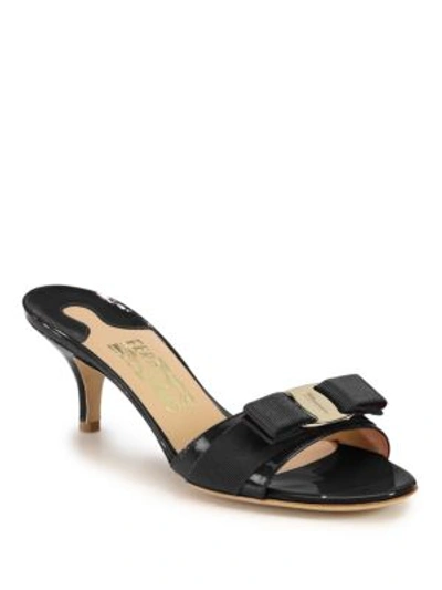 Shop Ferragamo Glory Patent Leather Sandals In Black
