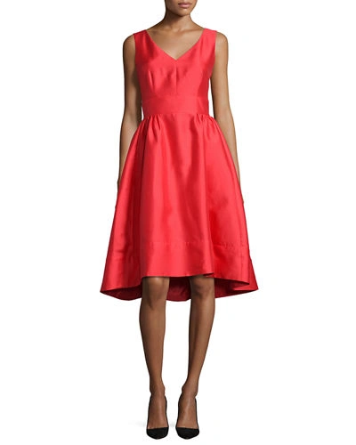 Kate Spade Sleeveless Satin High-low Dress, Red In Permission Grove