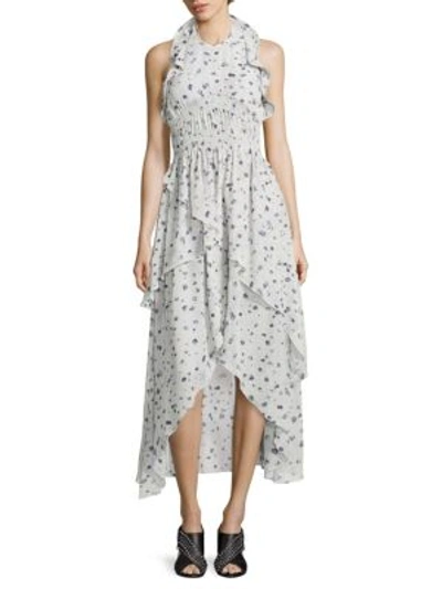 Shop Iro Jessy Ruffled Floral-print Halter Dress In Ecru